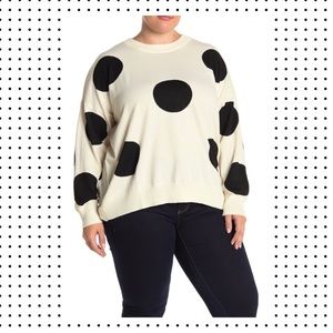Tahari Crew Neck Polka Dot Sweater 